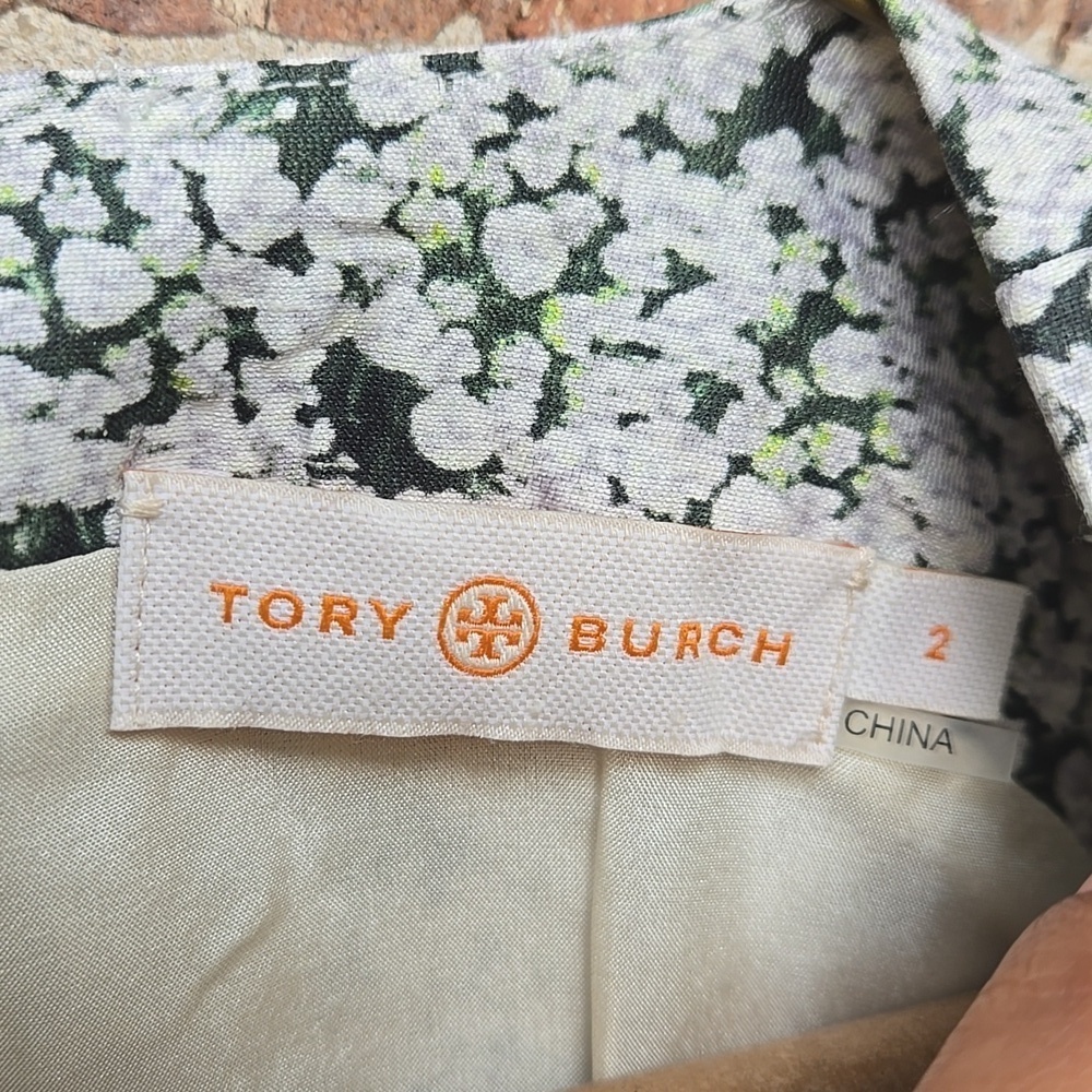 Tory Burch Green And White Floral Printed Silk Trouser Set Size 2 - Picture 8 of 10